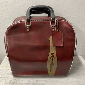 Atlantic Staff 1970’s VINYL Red & Brown HANDLES BOWLING BALL BAG SINGLE Retro